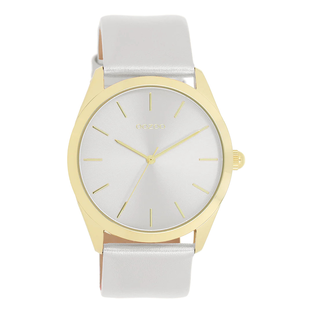 Oozoo Damenuhr C11330 IP-Gold Lederband Silber-Metallic 40 mm