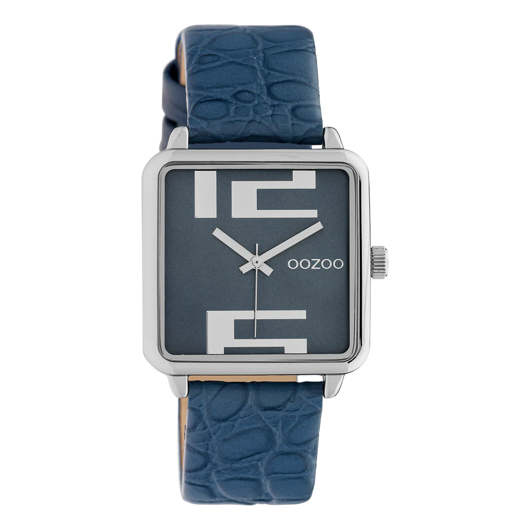 Oozoo Damen Armbanduhr C10366 Blau Lederband 30x30 mm