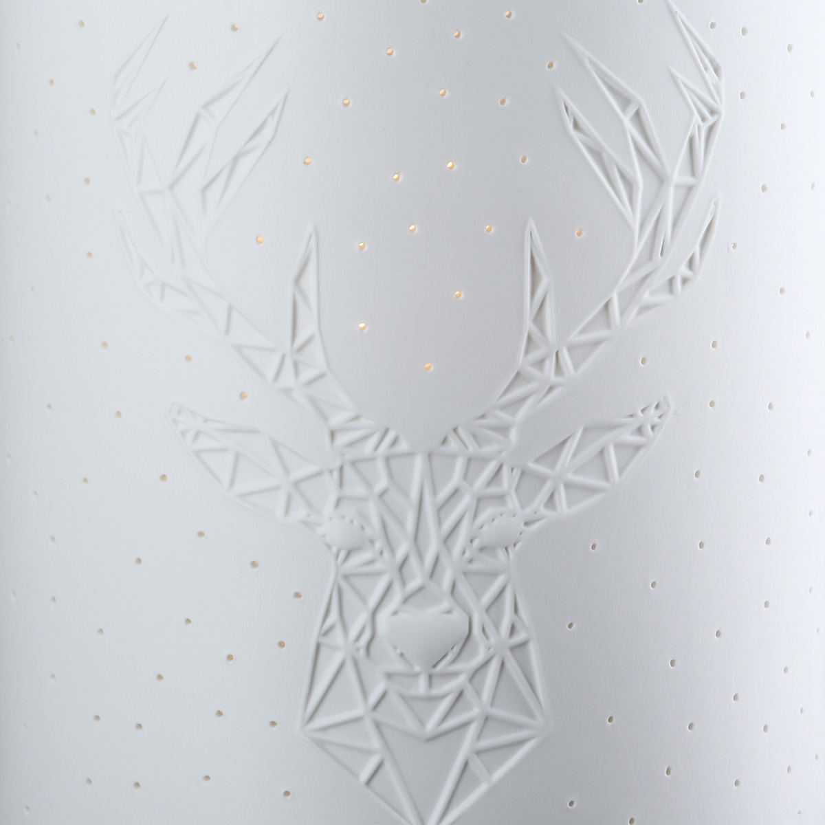 Gilde Tischleuchte Hirschmotiv "Othello" 61810 Porzellan Weiss 20 cm