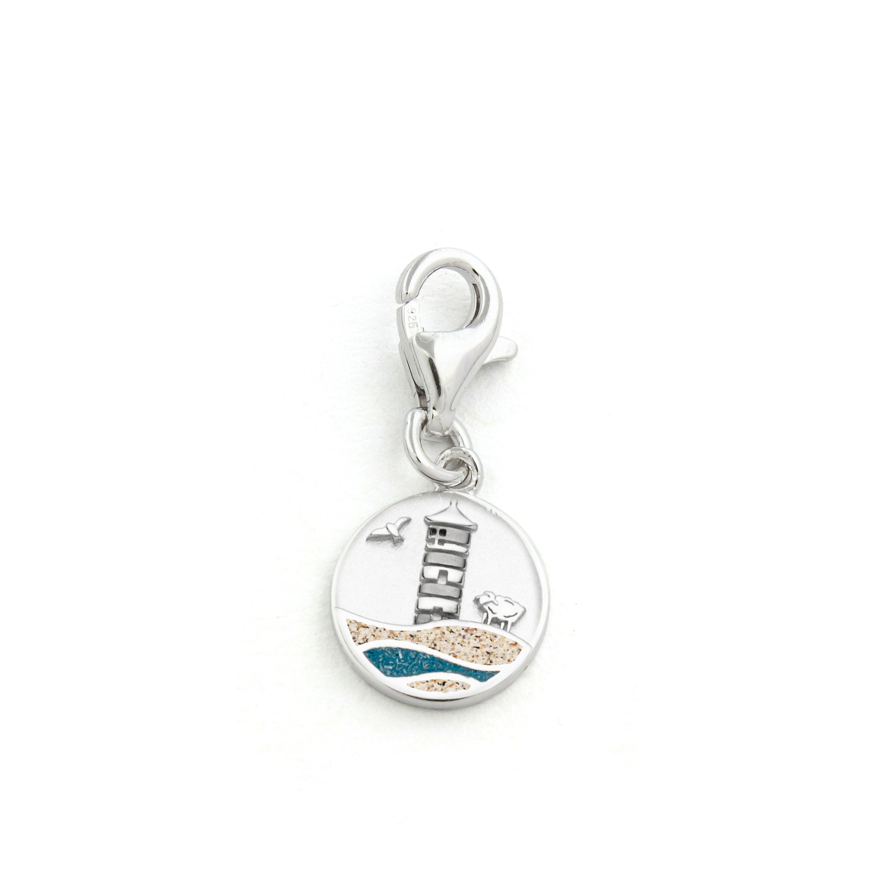 DUR Anhänger Charm F419 „Pilsumer Leuchtturm" Strandsand/Steinsand 10 mm
