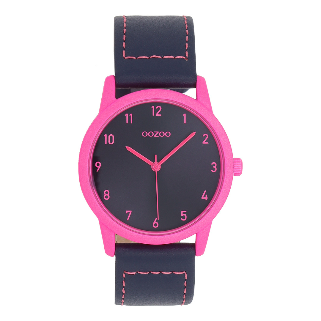 OOZOO Damenuhr C11559 – Dunkelblau & Pink 38 mm Lederband
