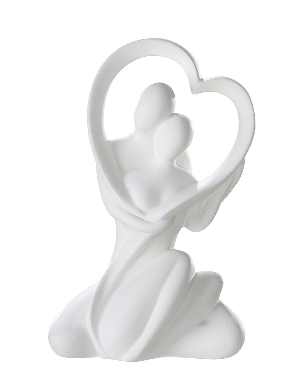 Gilde Dekoobjekt 30238 Paar "Herzblick" Herzmotiv Keramik Creme - 16x27,5 cm