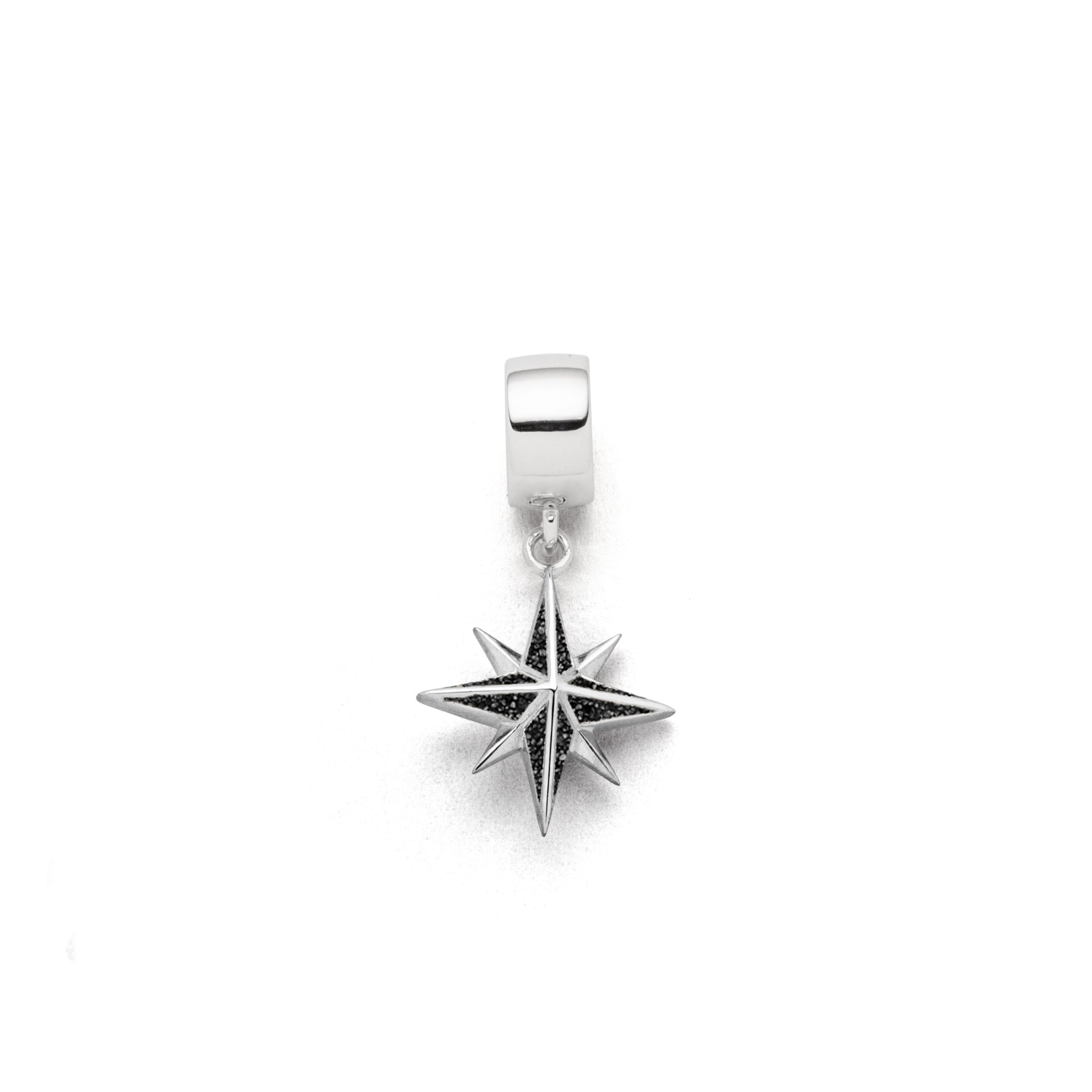 DUR Anhänger Charm F329 „Kompassrose" Silber Lavasand 13 mm