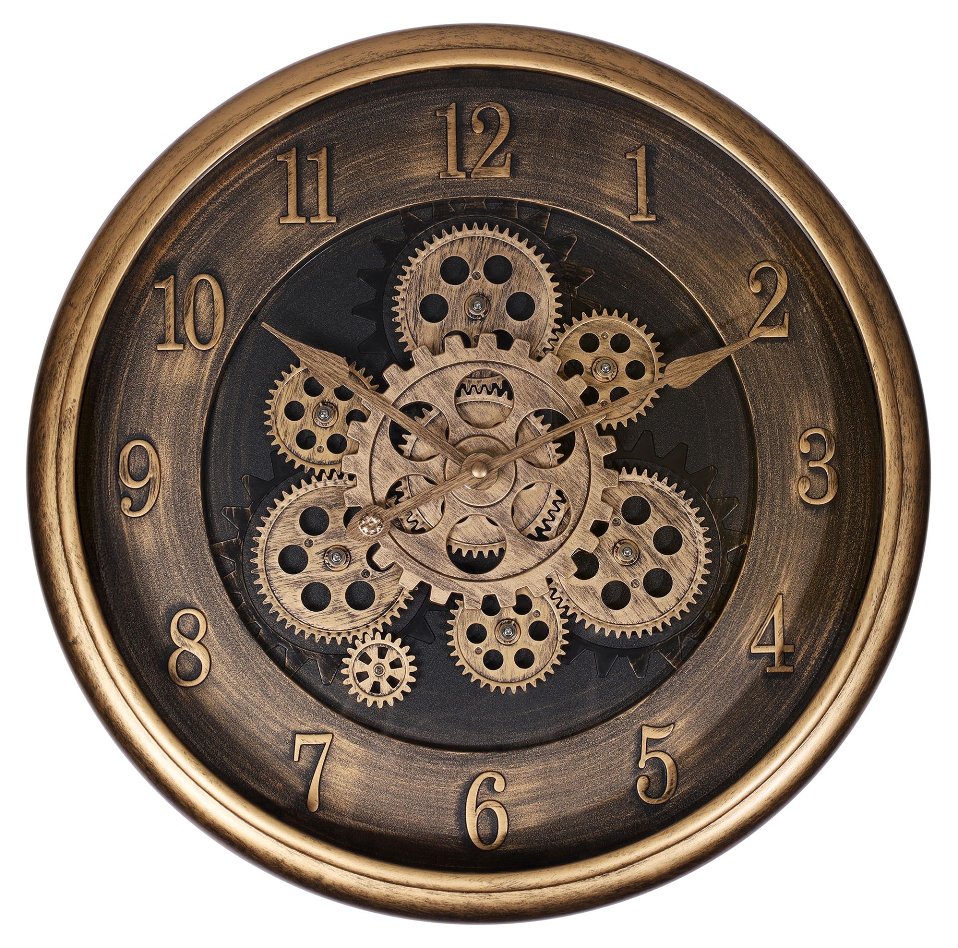 Hermann Jäckle Wanduhr 3115F – Industrial Vintage mit sichtbarem Räderwerk Roségold 40 cm