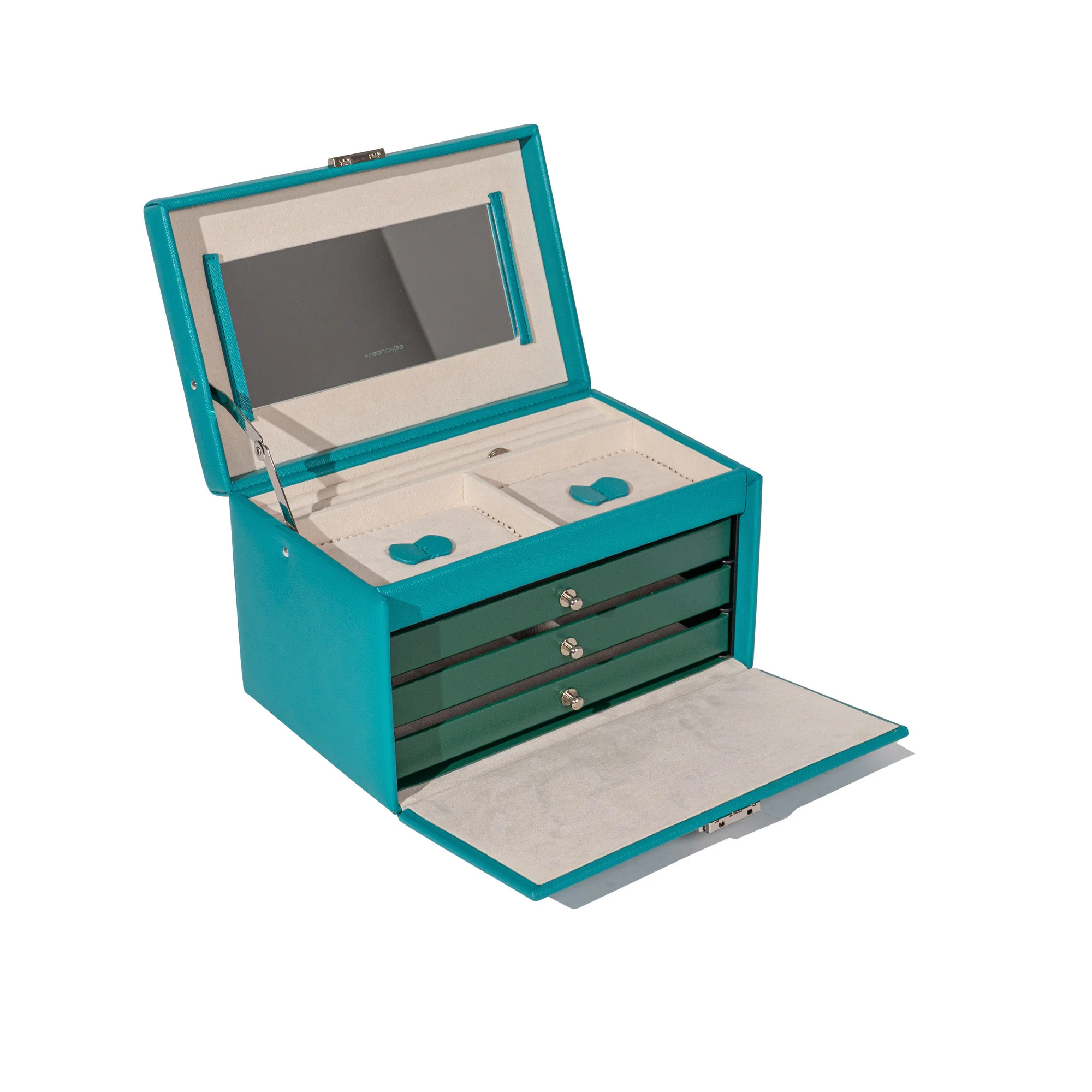 Friedrich23 23256-72 Jolie 2.0 Schmuckkoffer Kreuznarben-Optik Türkis