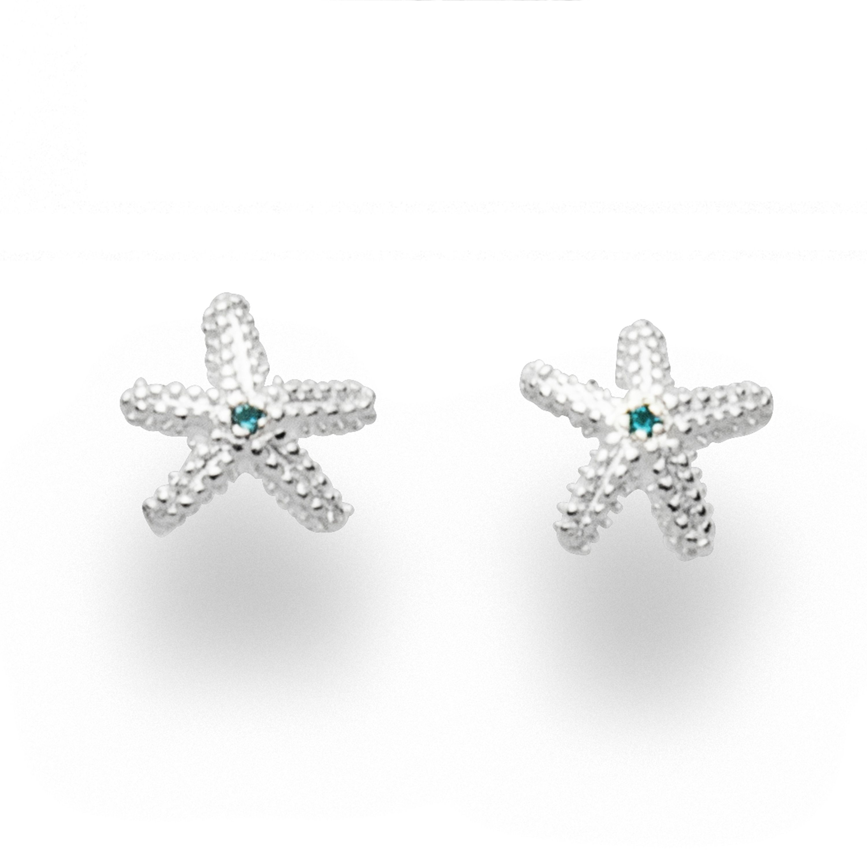 DUR Ohrstecker O5639 „Seestern" Zirkonia Blau 9 mm