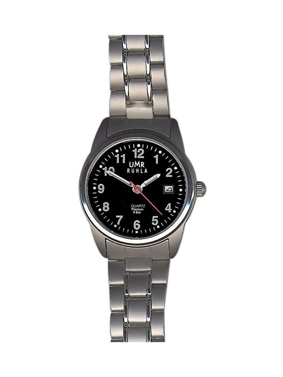 UMR Ruhla Basic Titan Damenuhr 7170-6 Schwarz Titanband 26 mm