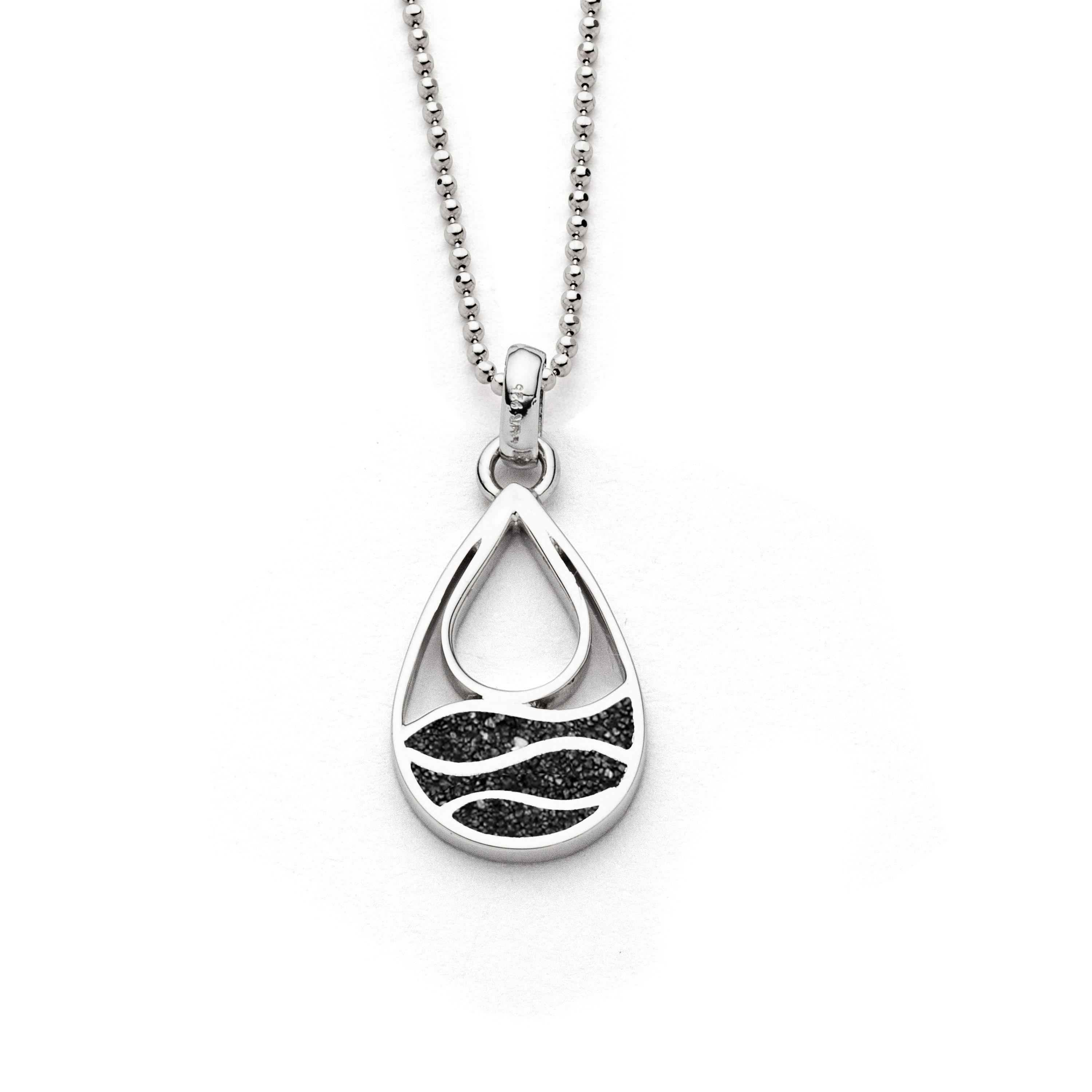 DUR Halskette K3041 „Strandwellen“ Drop – 925 Silber mit Lavasand