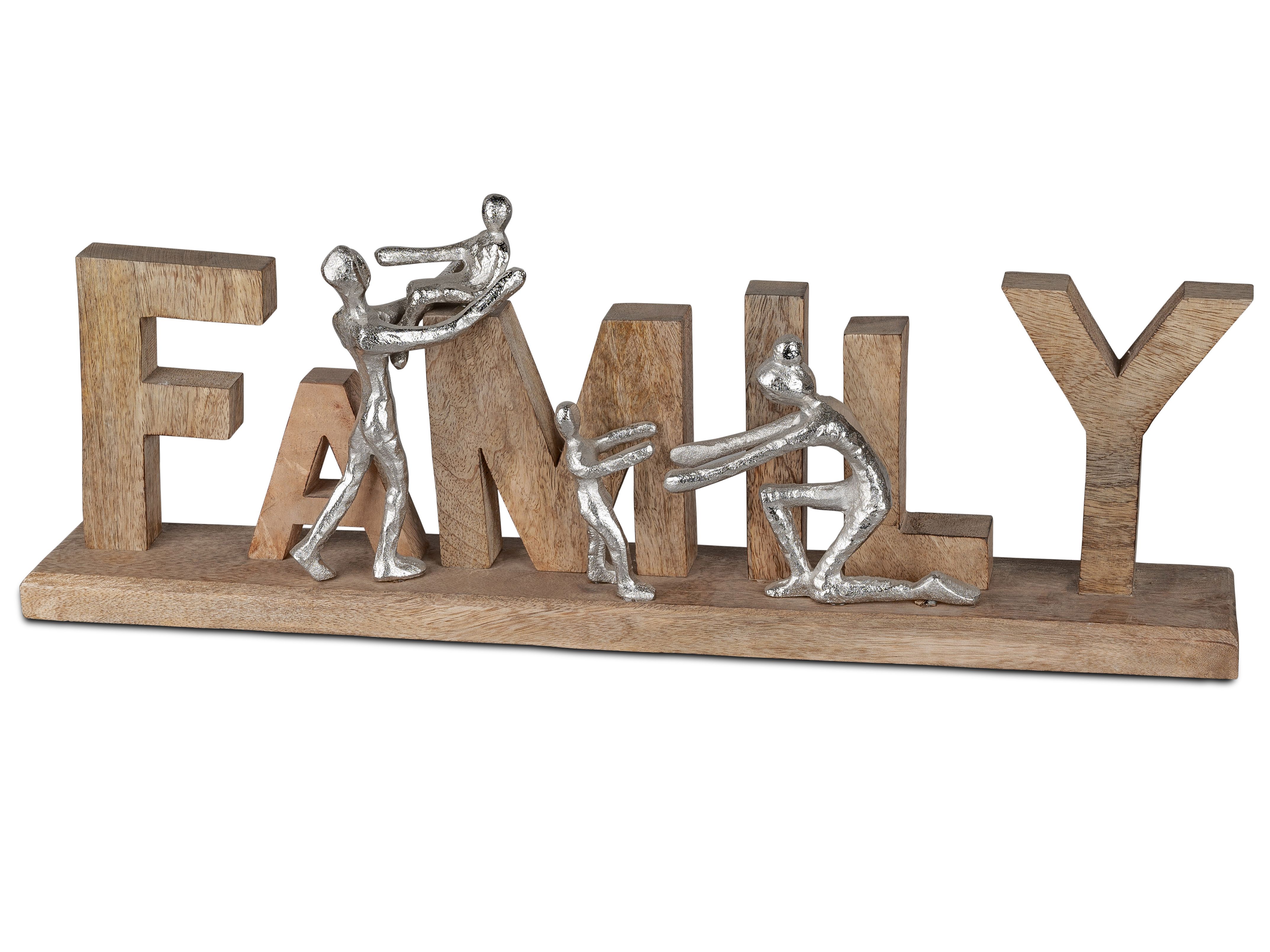 Formano Dekoobjekt Family Familie Mangoholz Alu 529282 - 52x20 cm