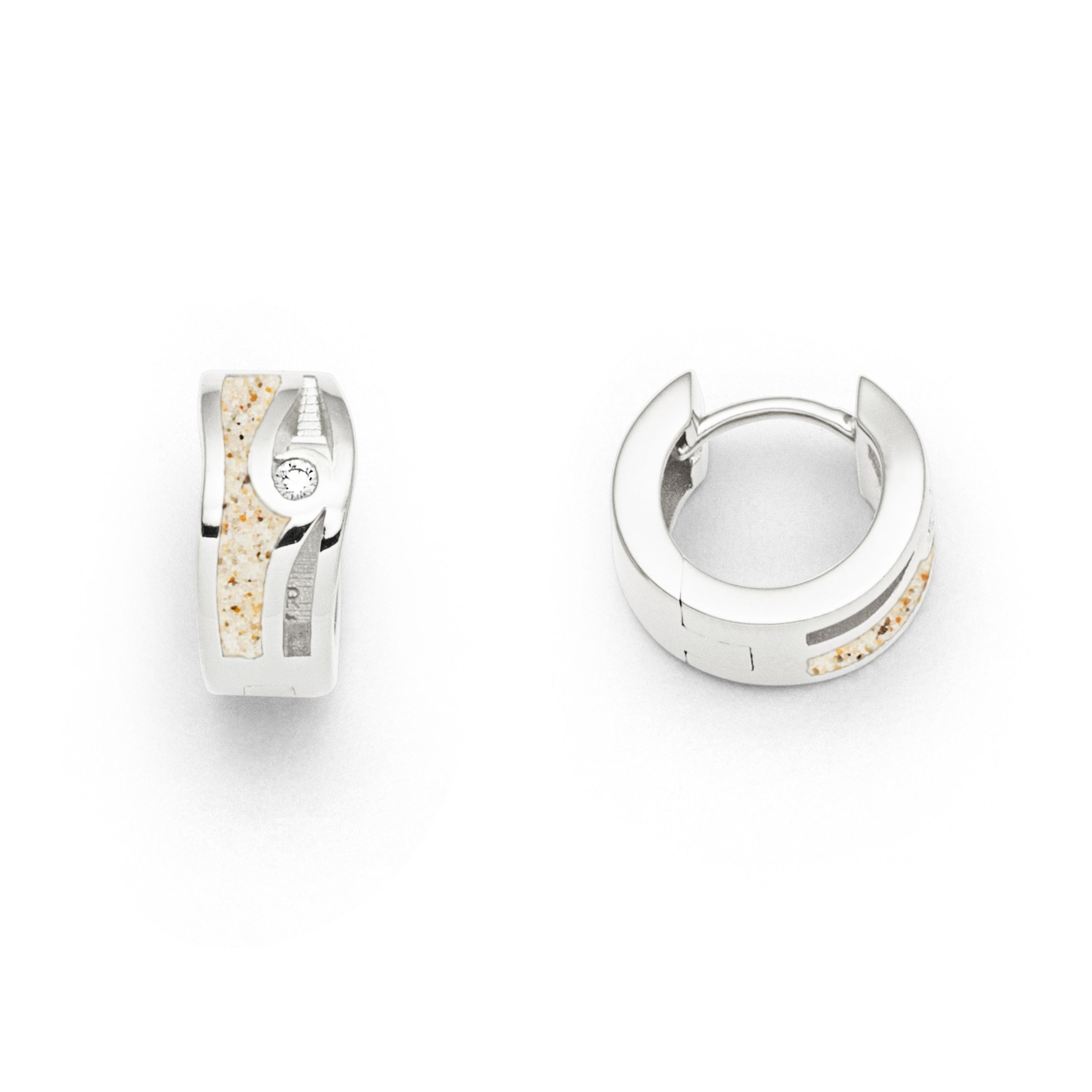 DUR Ohrringe Creolen O5671 „Maui" Strandsand Zirkonia 14 mm