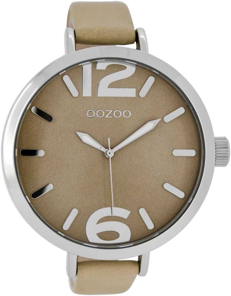 Oozoo XXL Damenuhr C7510 sand - 48 mm - Lederarmband