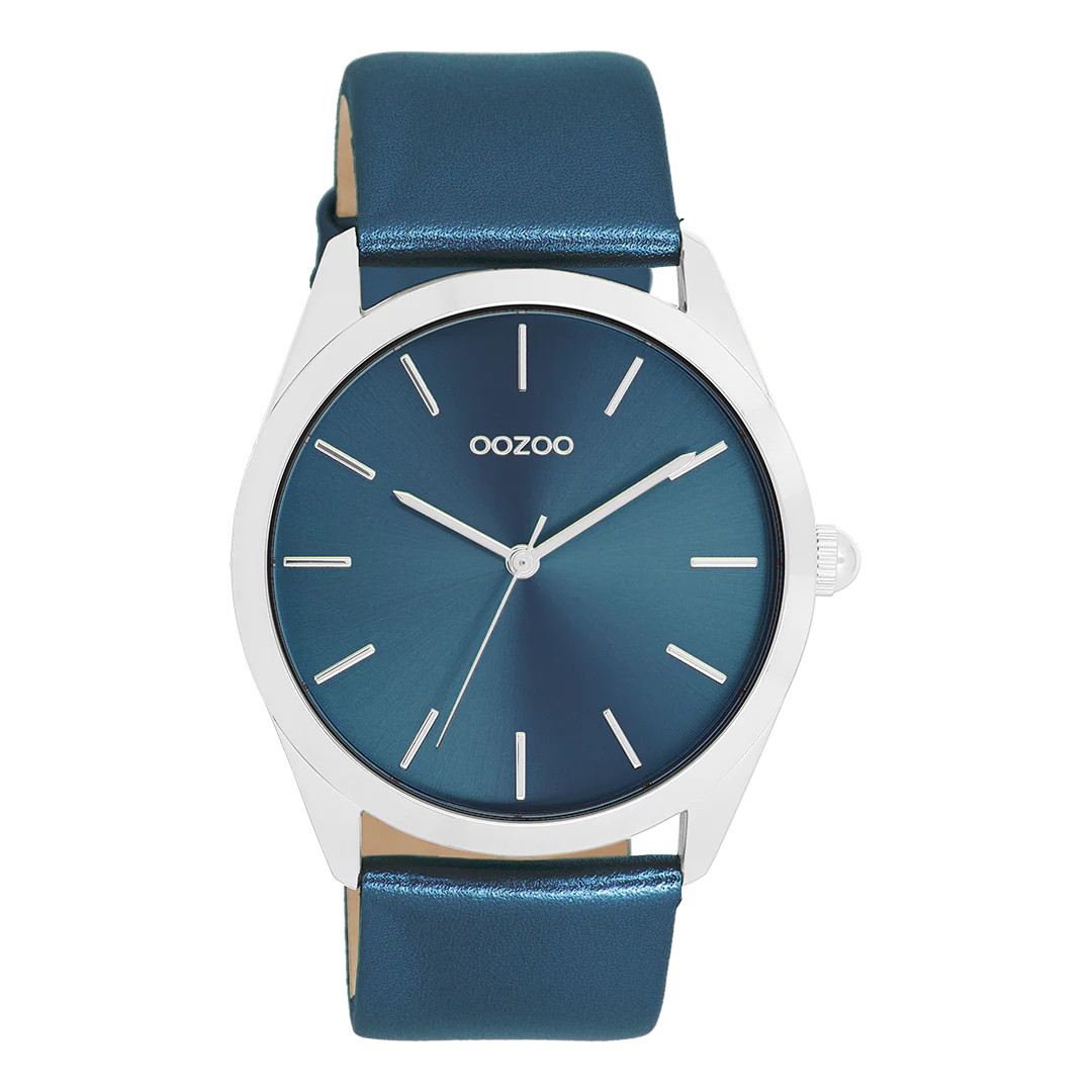 Oozoo Damenuhr C11337 Blau Lederband Metallic 40 mm