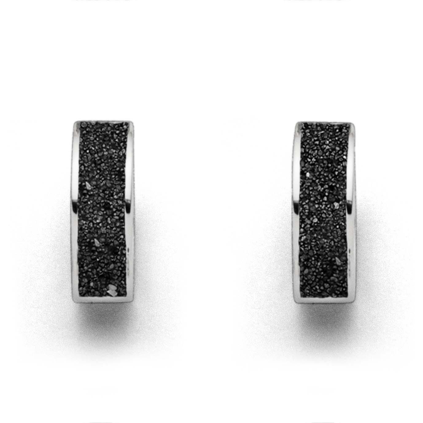 DUR Ohrringe Creolen O5363 „Marina breit" Silber Lavasand 5x15 mm