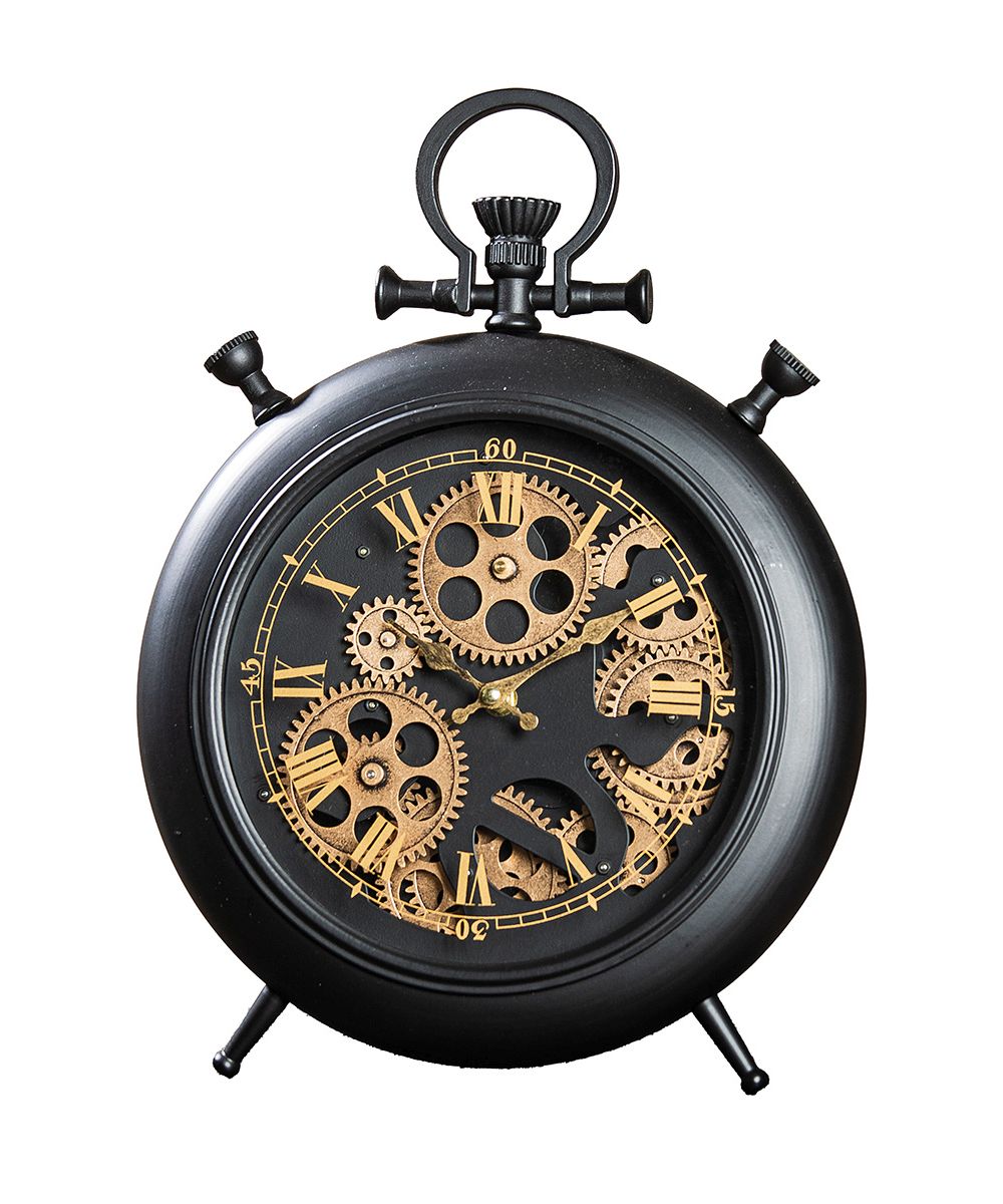 Gilde Tischuhr Wanduhr "Torno" 52655 Zahnradmotiv Schwarz - 29x38 cm