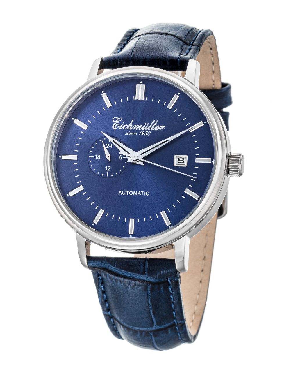 Eichmüller RE7004 Automatikuhr Blau Lederband 42 mm