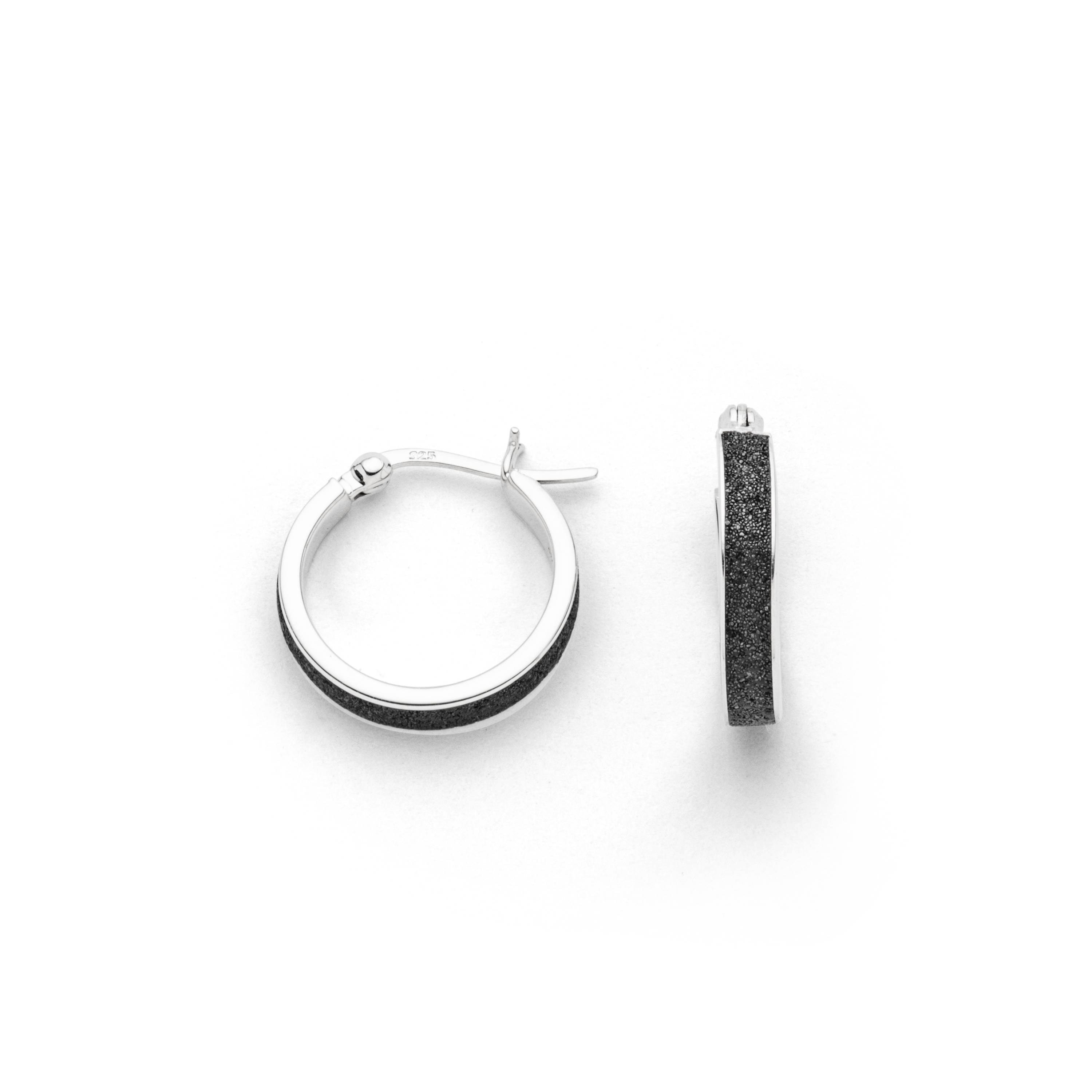 DUR Creolen O5545 Rund – 925 Silber mit Lavasand 18,5 mm