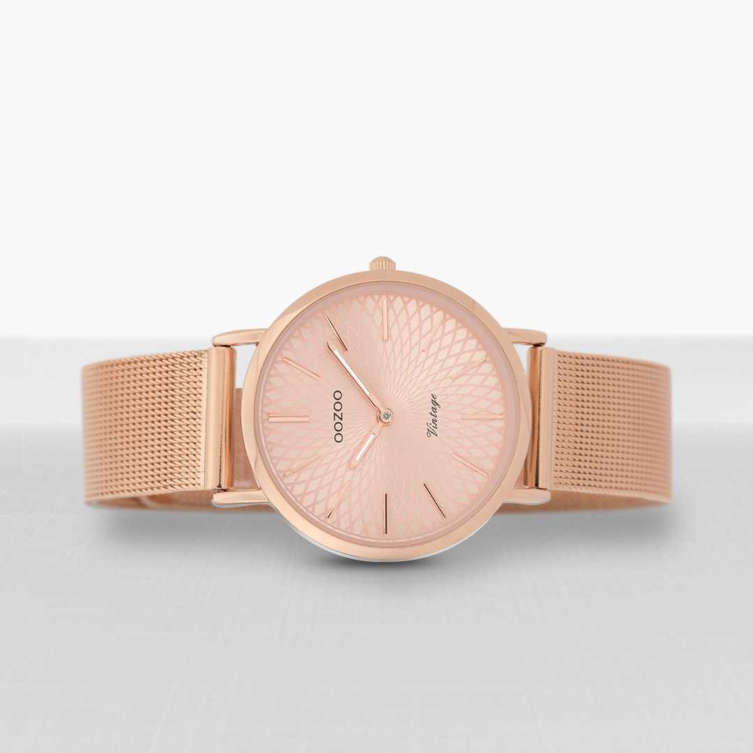 Oozoo Vintage Damenuhr C9344 - rose - Meshband - 36 mm - liegend