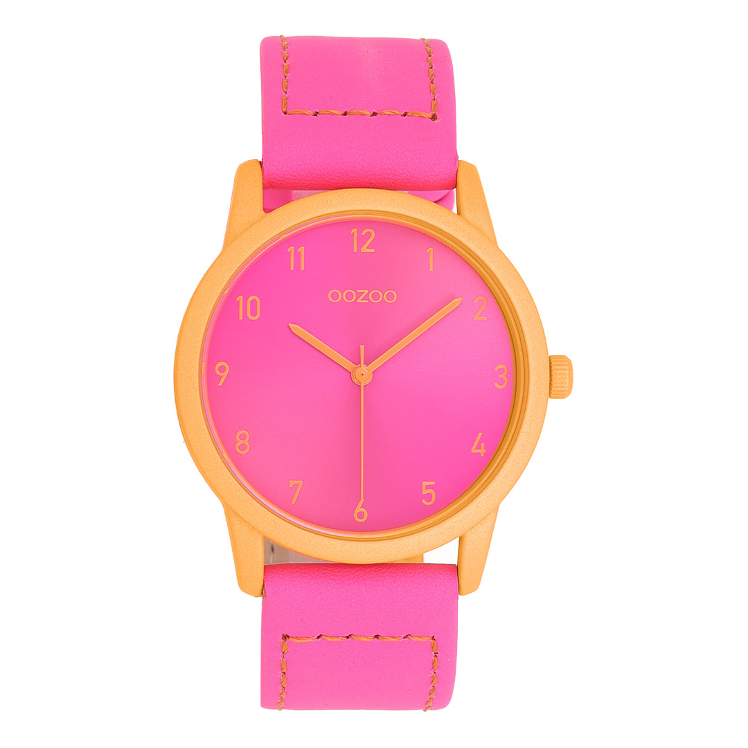 OOZOO Damenuhr C11556 – Pink & Orange 38 mm Lederband