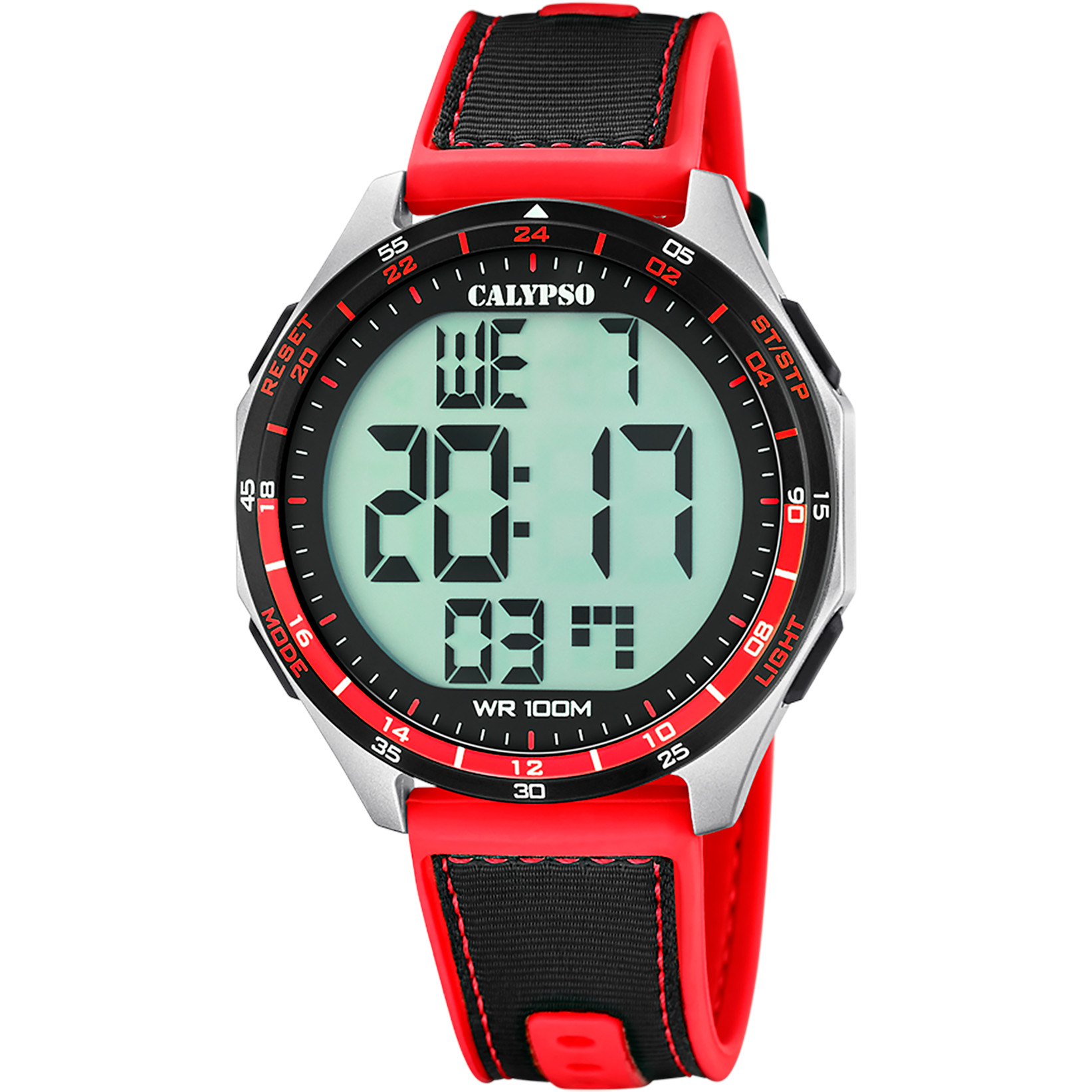 Calypso Herrenuhr K5887-1 – Digitale Sportuhr Rot/Schwarz 46,9 mm 10 Bar