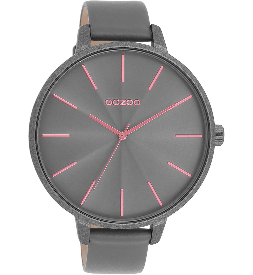 Oozoo XL Damenuhr C11254 Dunkelgrau Lederband 48 mm