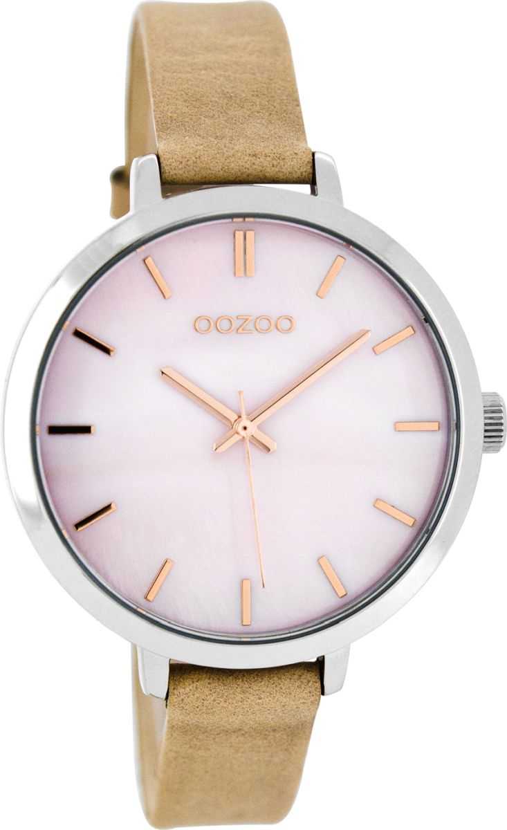 Oozoo Damenuhr C8356 - silberfarben/rosagrau/perlmuttoptik - Lederband - 38 mm