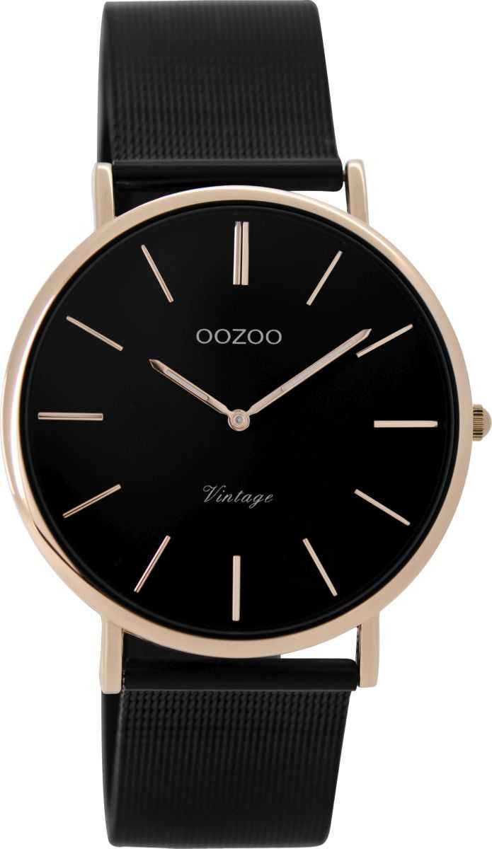 Oozoo Vintage Damenuhr C8870 - rose/schwarz - Meshband - 36 mm