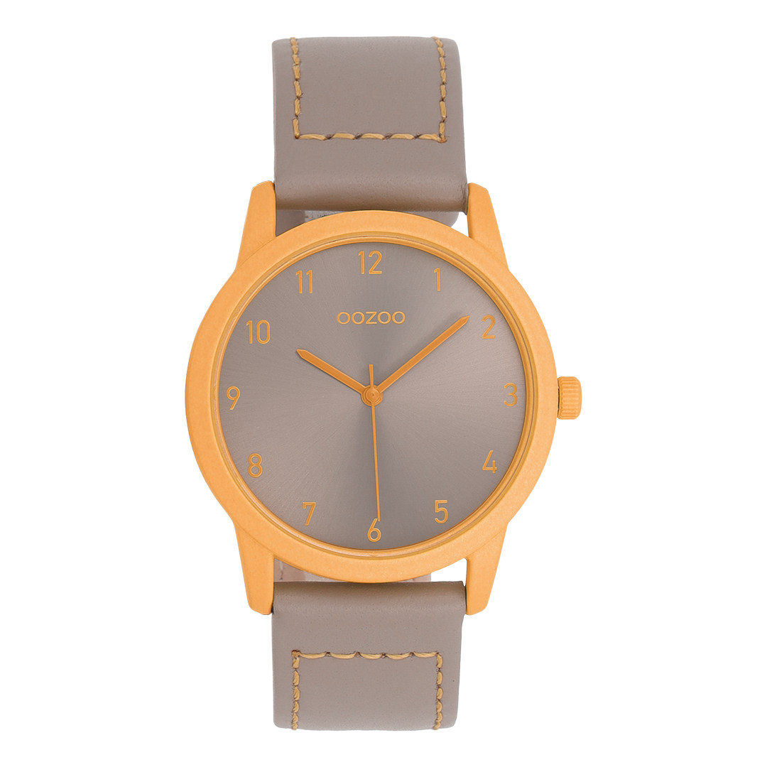 OOZOO Damenuhr C11558 – Taupe & Orange 38 mm Lederband