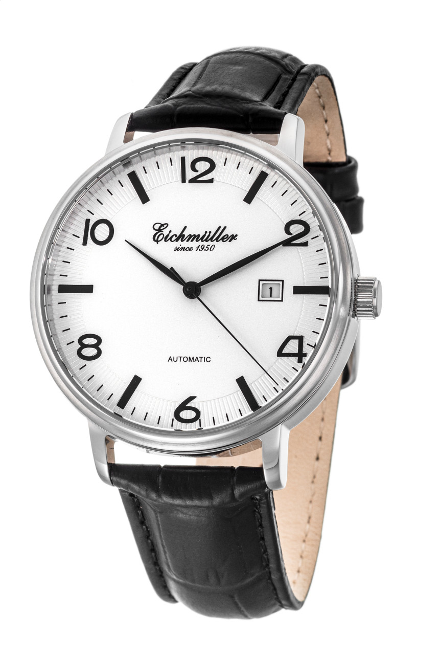 Eichmüller RE7020 Automatikuhr Weiss Lederband Schwarz 42 mm