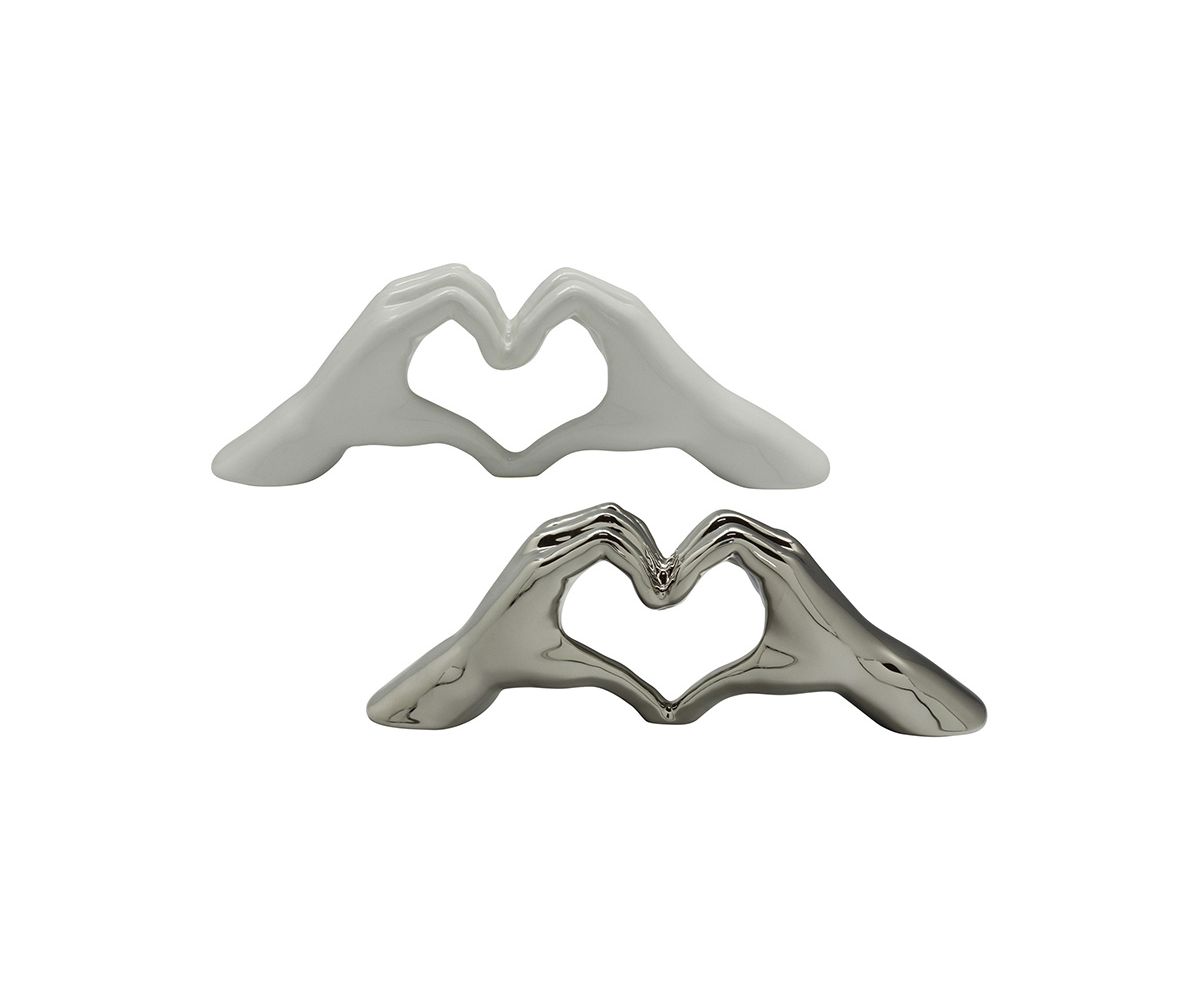 Gilde Dekoobjekt 43396 Herz "Heart" Händemotiv Keramik (SET) - 31x11 cm