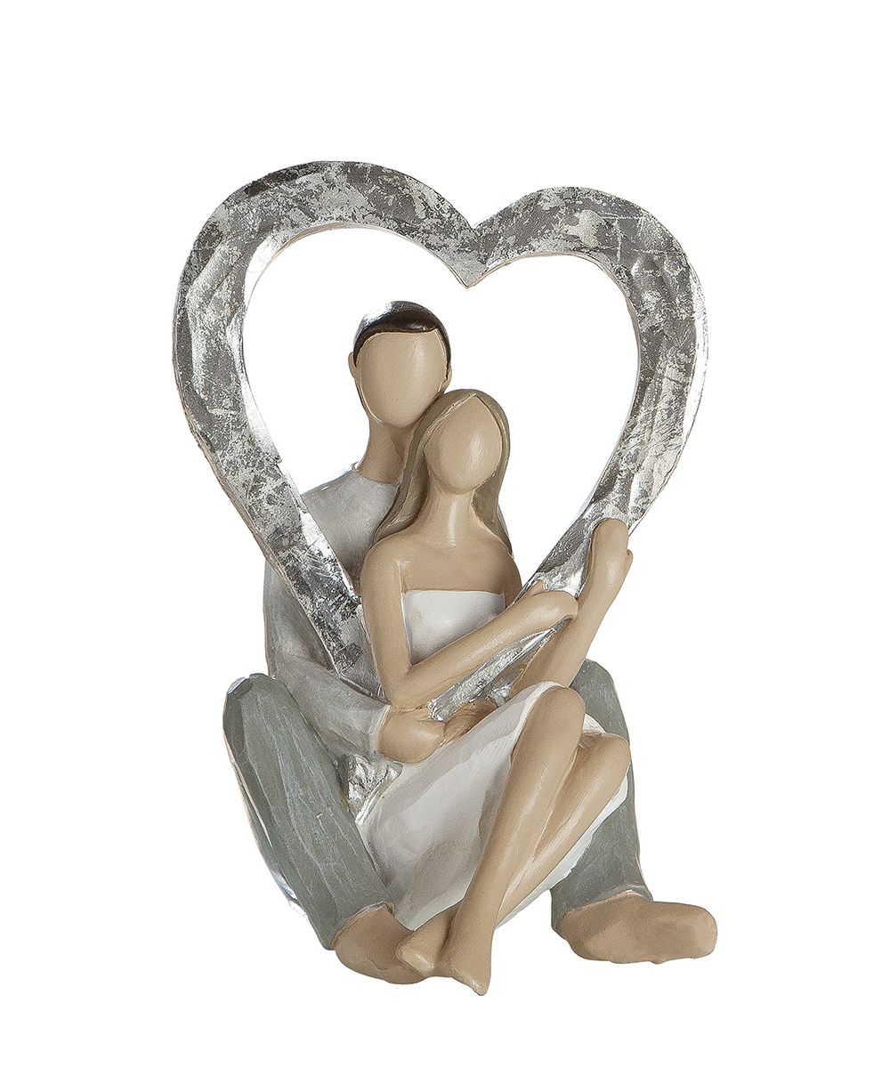Gilde Dekoobjekt 36810 Paar "Herzmotiv" Kunstharz - 10x15 cm