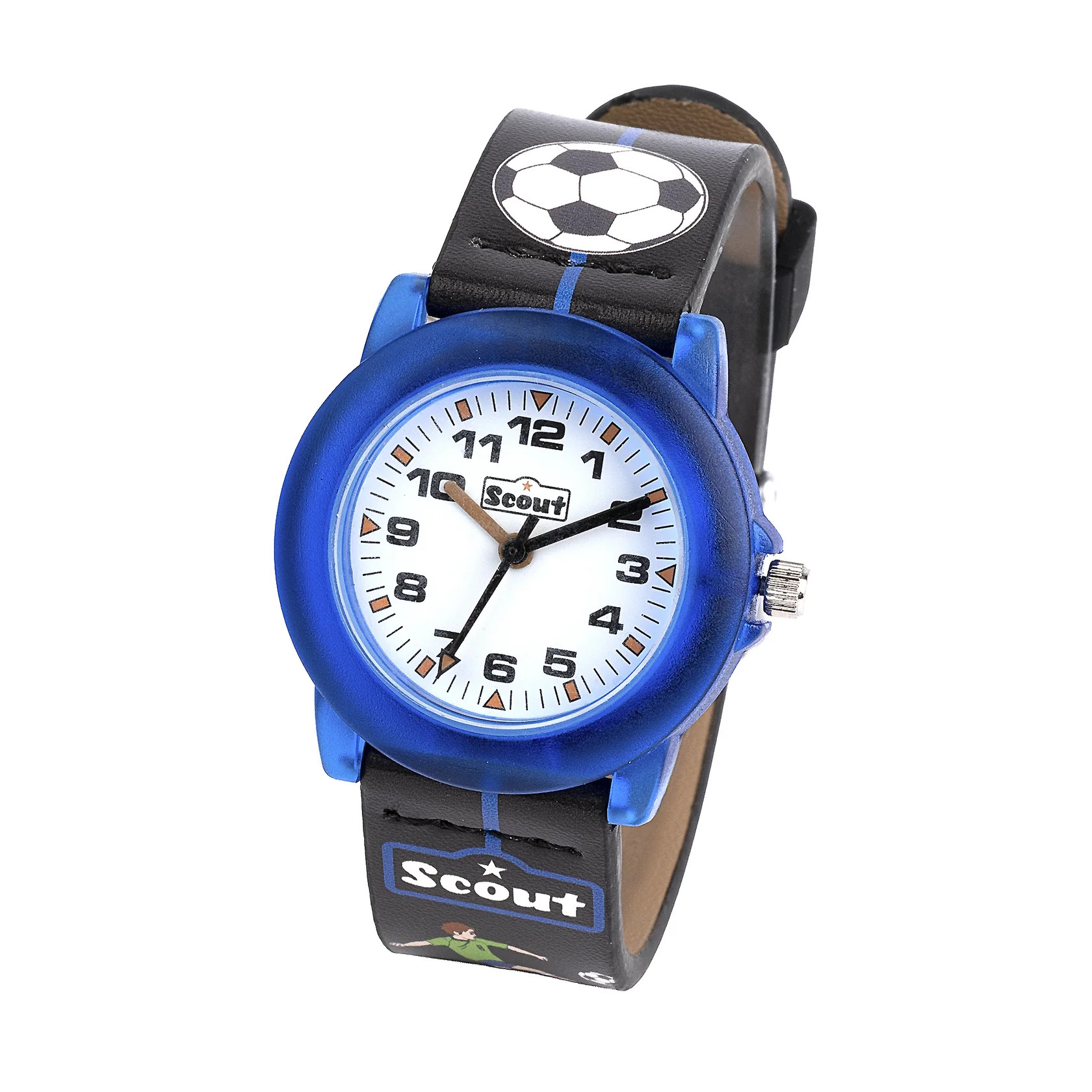 Scout Kinderuhr 164000007 Fußball-Motiv Kunstlederband 30 mm