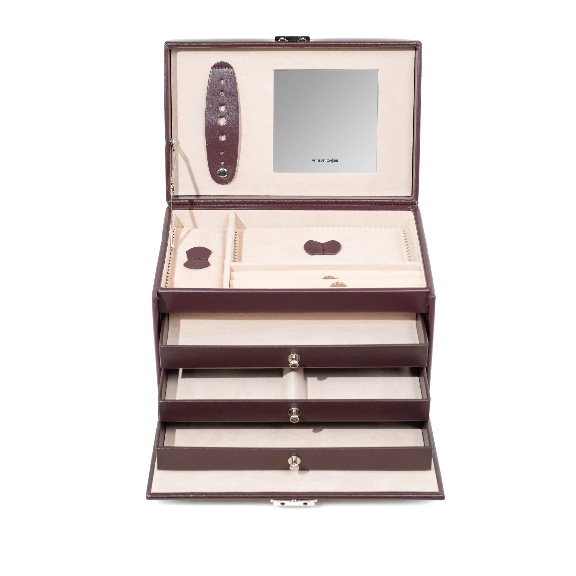 Friedrich23 23231-1 Classico Schmuckkoffer Glattleder Weinrot 