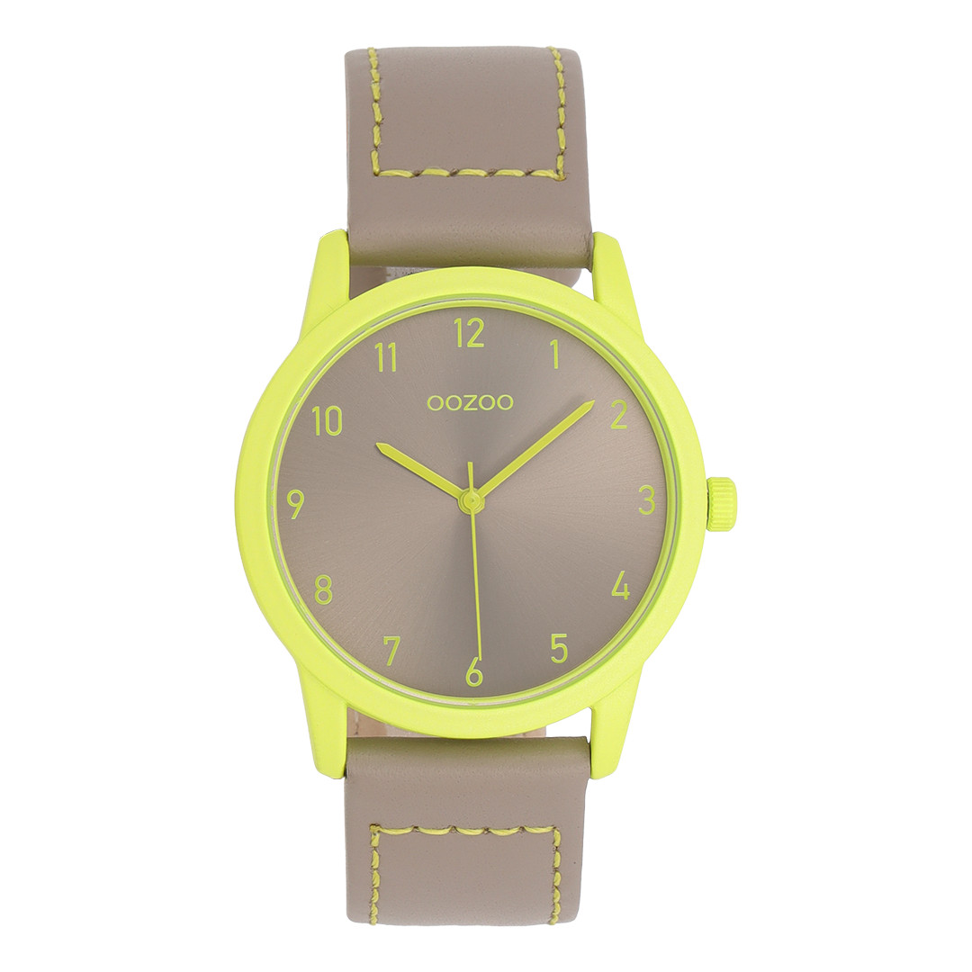 OOZOO Damenuhr C11557 – Taupe & Gelb 38 mm Lederband